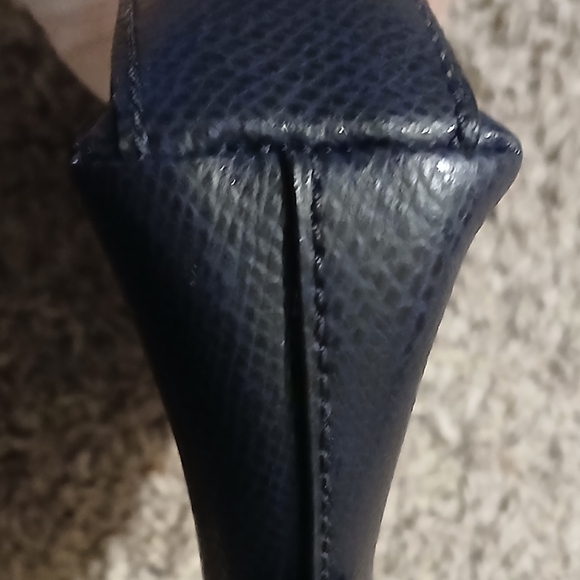 Coach Navy Pebbled Leather Bow Cosmetic Bag Pouch Clutch - Picture 7 of 9